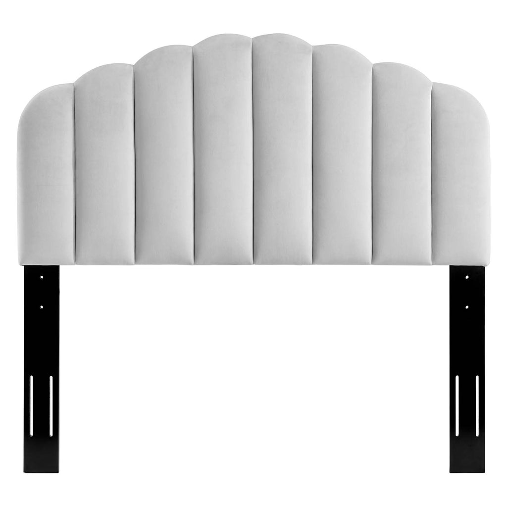 Veronique Twin Performance Velvet Headboard in Light Gray