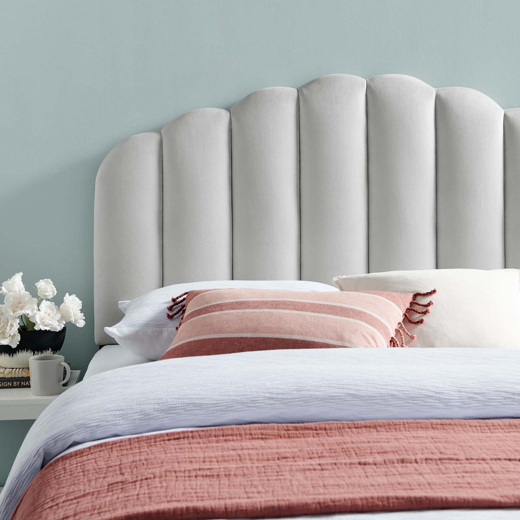 Veronique Twin Performance Velvet Headboard in Light Gray