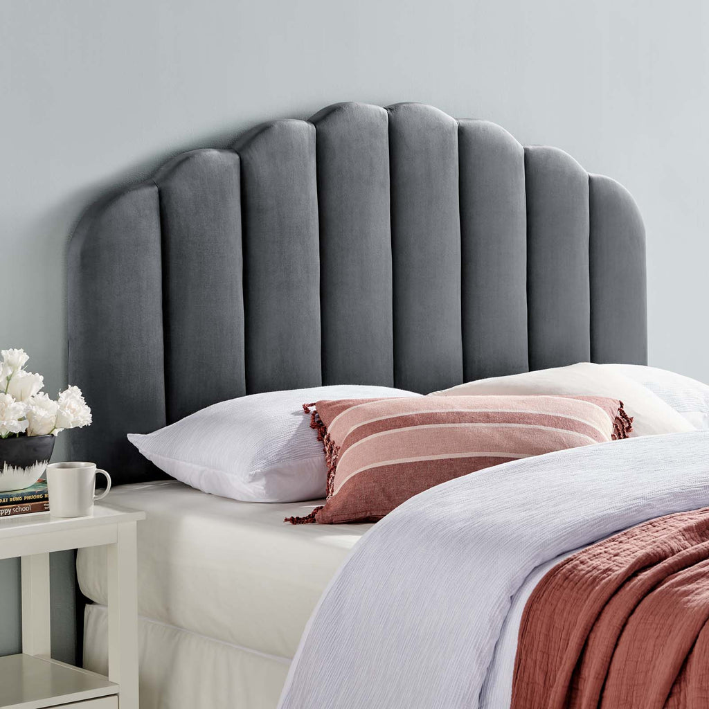 Veronique Full/Queen Performance Velvet Headboard in Charcoal