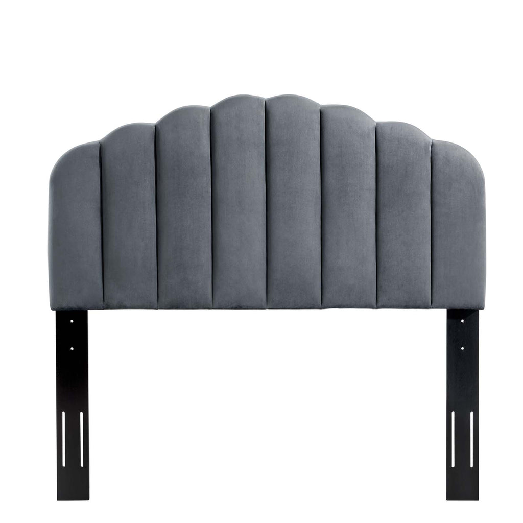 Veronique Full/Queen Performance Velvet Headboard in Charcoal