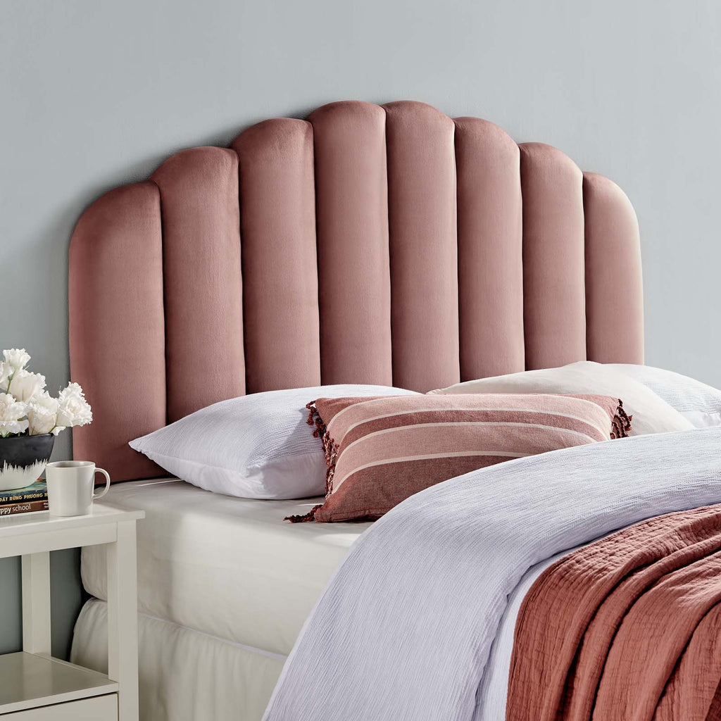 Veronique Full/Queen Performance Velvet Headboard in Dusty Rose