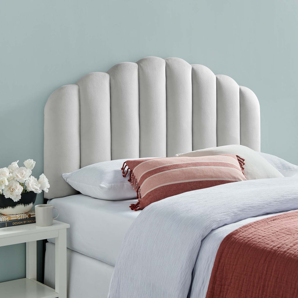 Veronique Full/Queen Performance Velvet Headboard in Light Gray