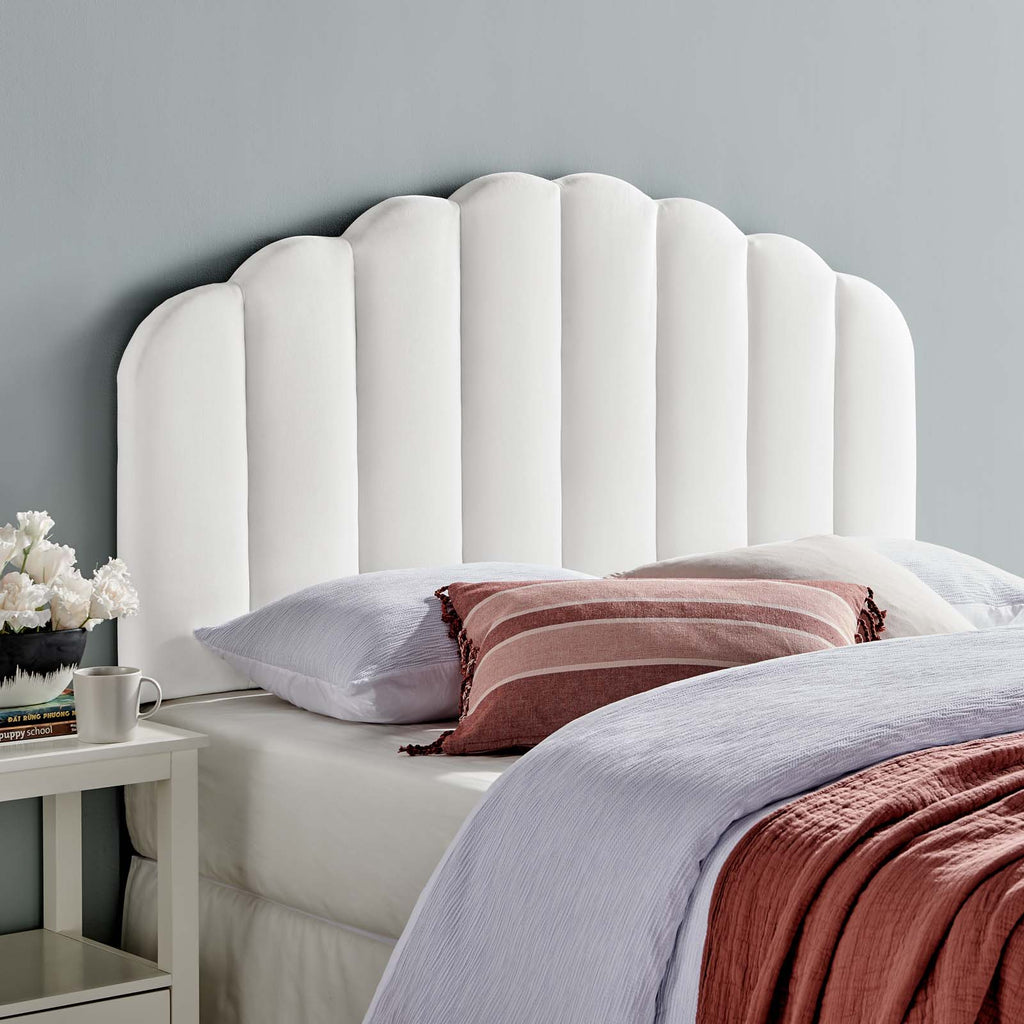 Veronique Full/Queen Performance Velvet Headboard in White