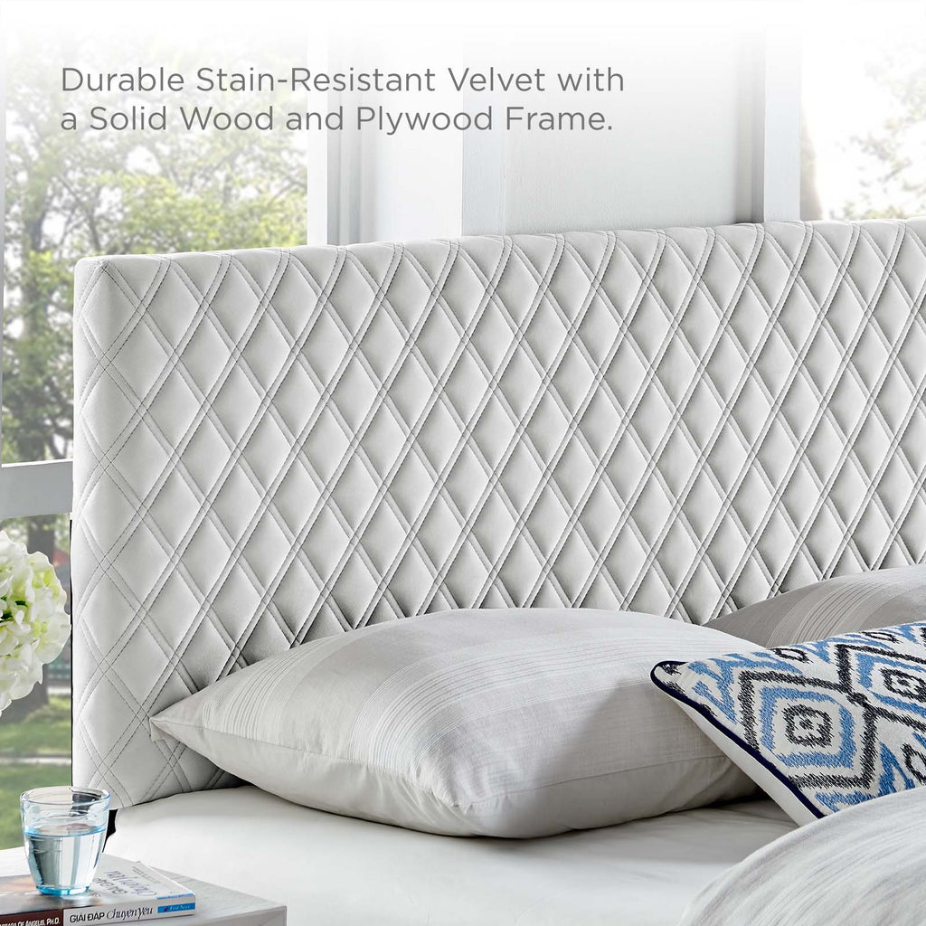 Angela Twin Performance Velvet Headboard in Light Gray