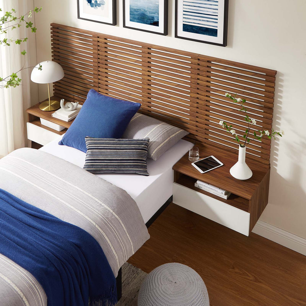 Render Wall Mount Twin Headboard and Modern Nightstands