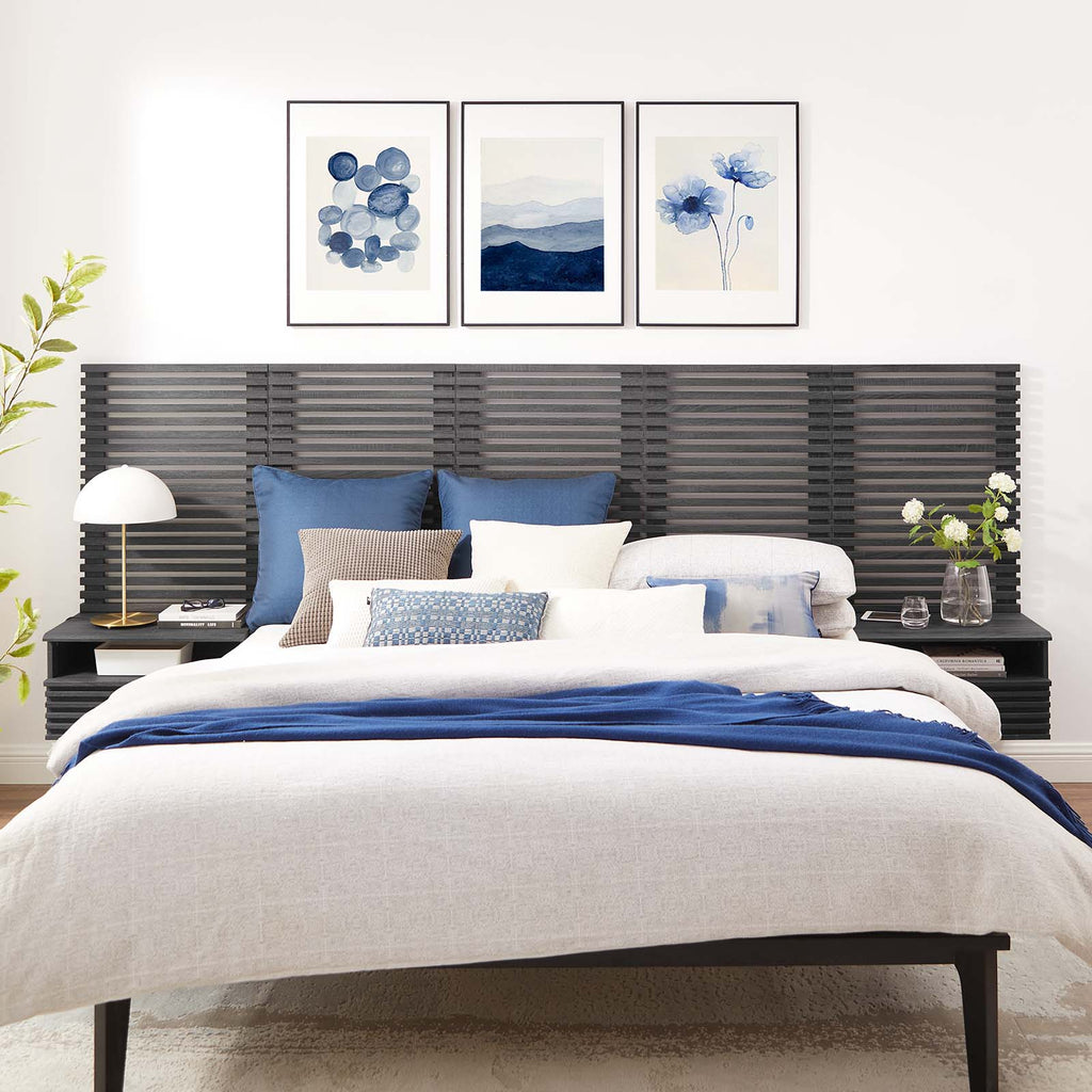 Render Wall Mount Queen Headboard and Modern Nightstands