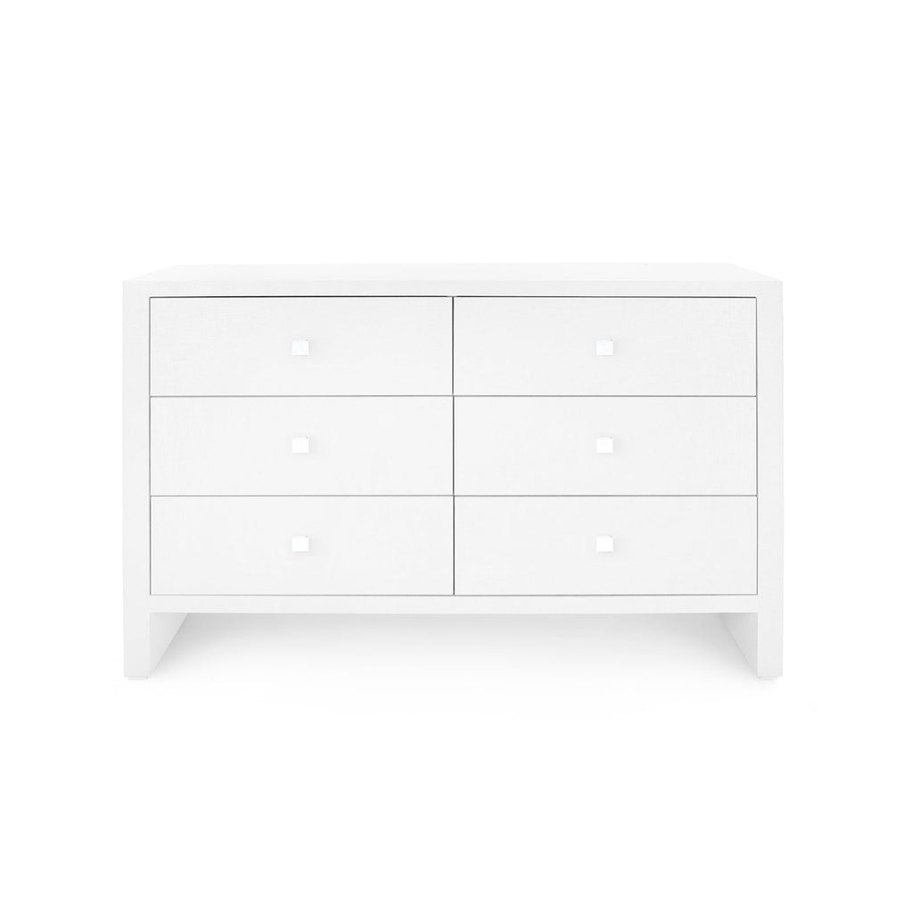 Morgan Grasscloth Extra Large 6-Drawer - Chiffon White