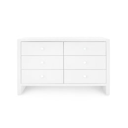 Morgan Grasscloth Extra Large 6-Drawer - Chiffon White