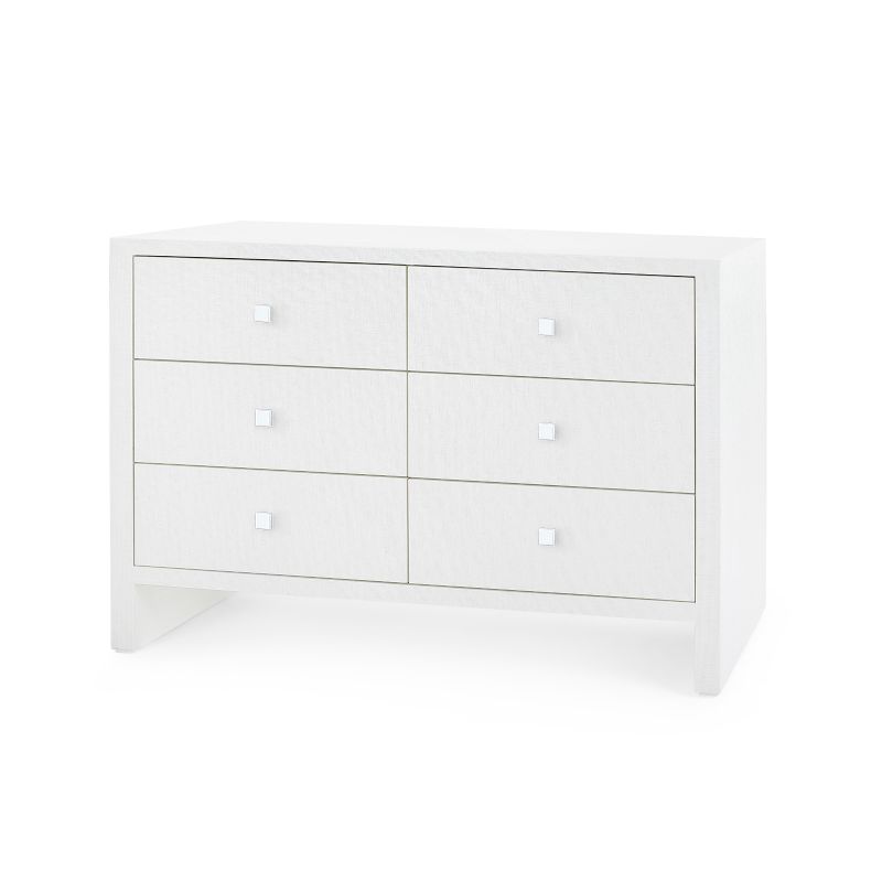 Morgan Grasscloth Extra Large 6-Drawer - Chiffon White