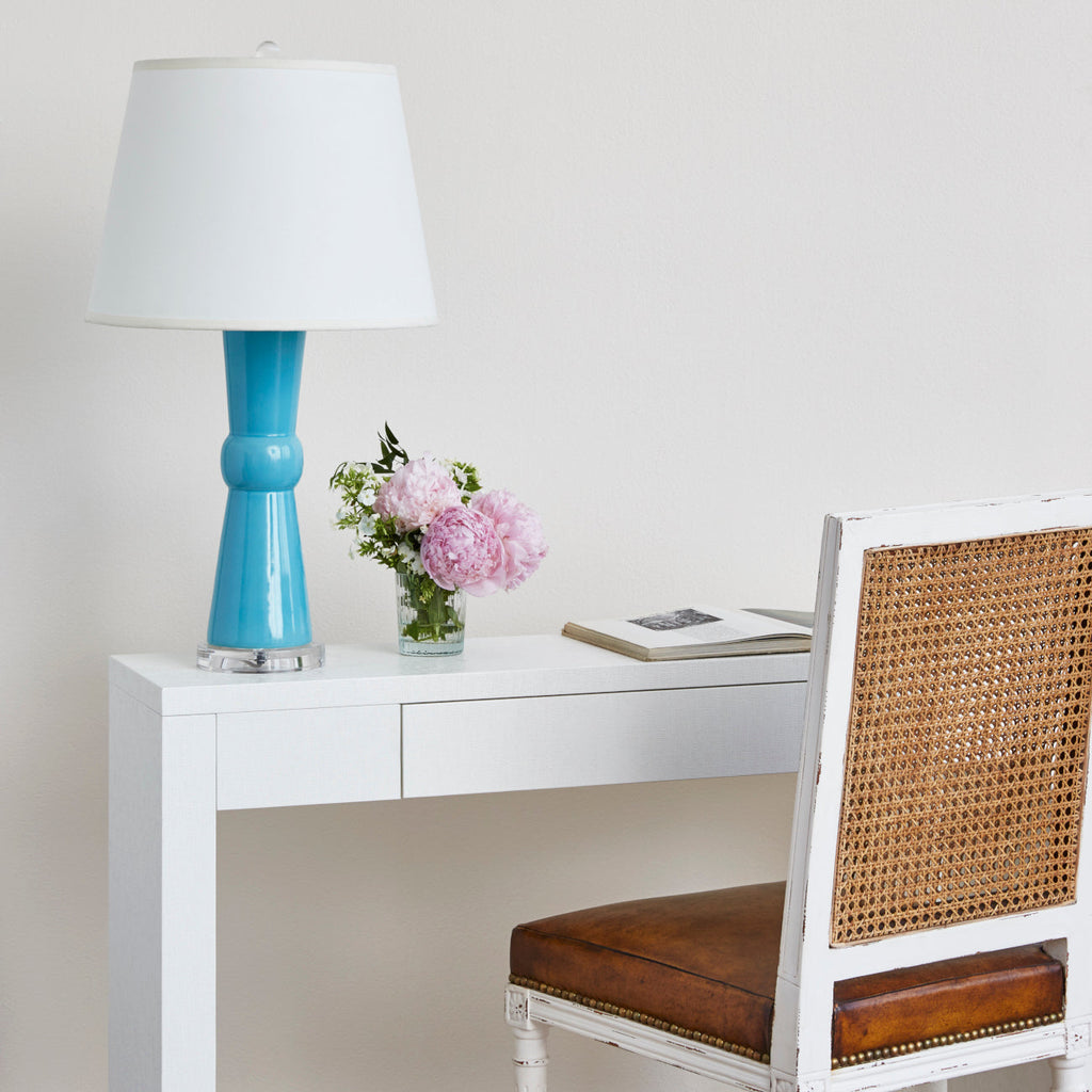 Morgan Grasscloth Console Table - Chiffon White