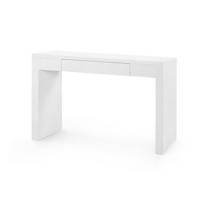 Morgan Grasscloth Console Table - Chiffon White