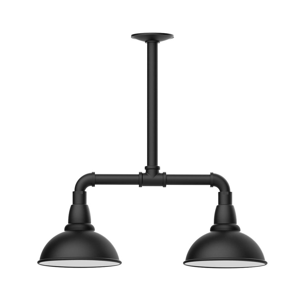 8" Cafe Shade, 2-Light Stem Hung Pendant, Black - MSB105-41-T48