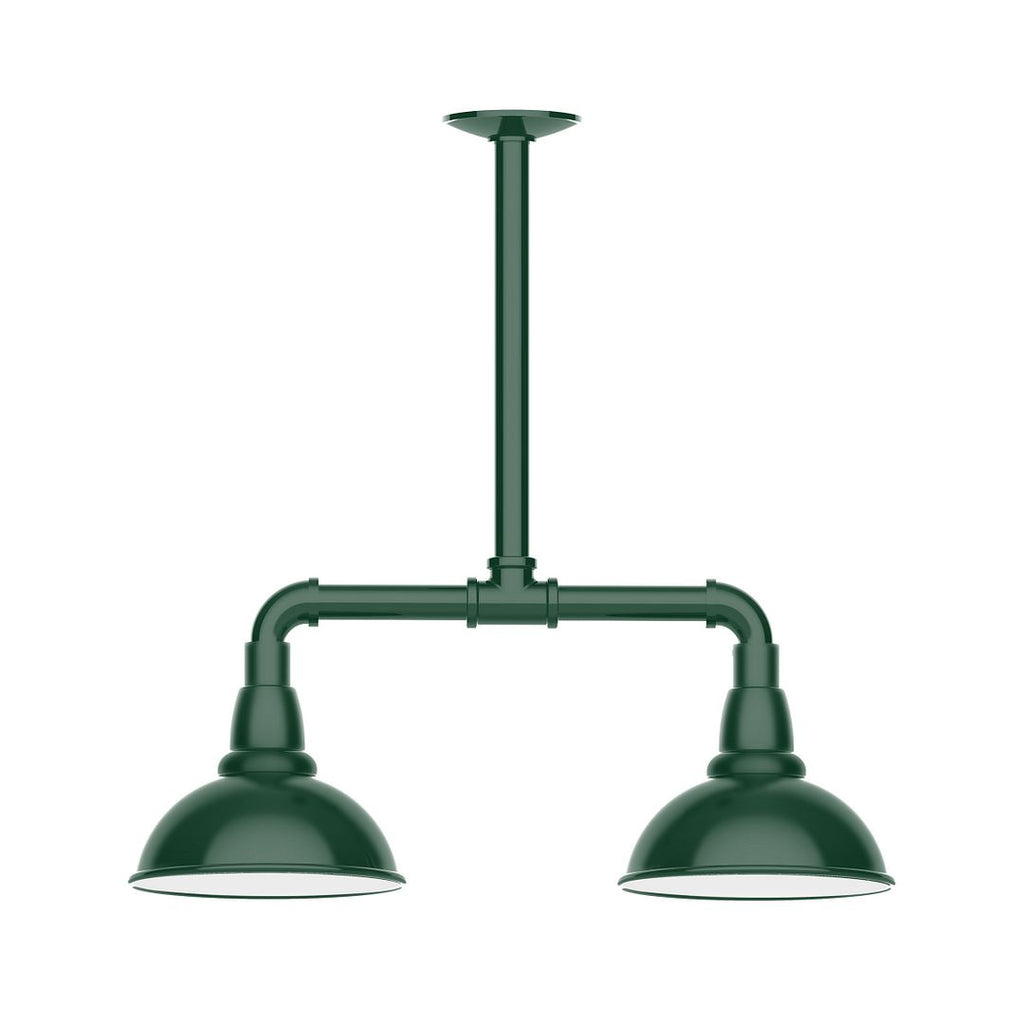 8" Cafe Shade, 2-Light Stem Hung Pendant, Forest Green - MSB105-42-T24