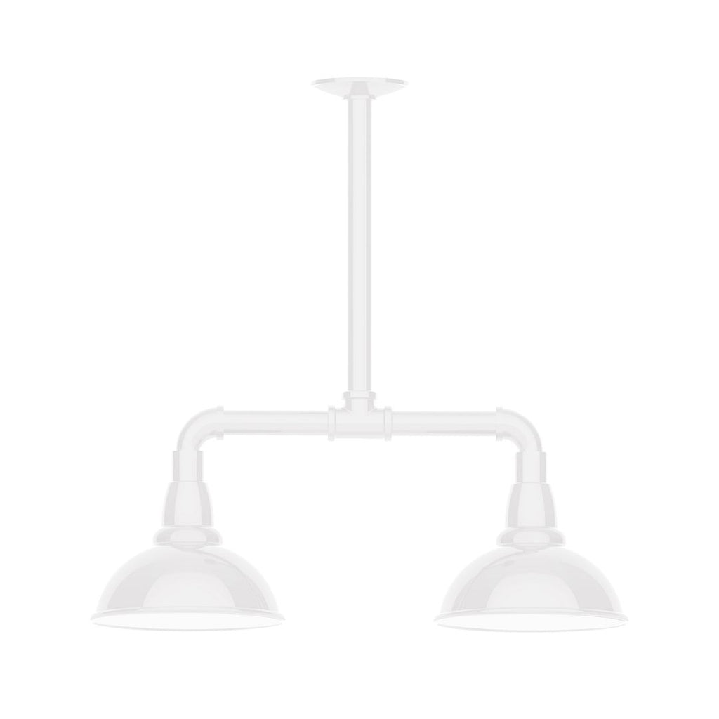 8" Cafe Shade, 2-Light Stem Hung Pendant, White - MSB105-44-T48