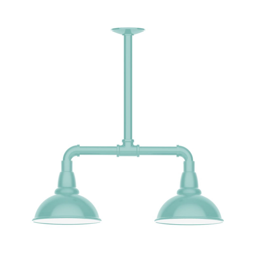 8" Cafe Shade, 2-Light Stem Hung Pendant, Sea Green - MSB105-48-T48