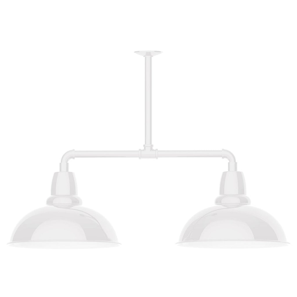 16" Cafe Shade, 2-Light Stem Hung Pendant, White - MSD108-44-T48