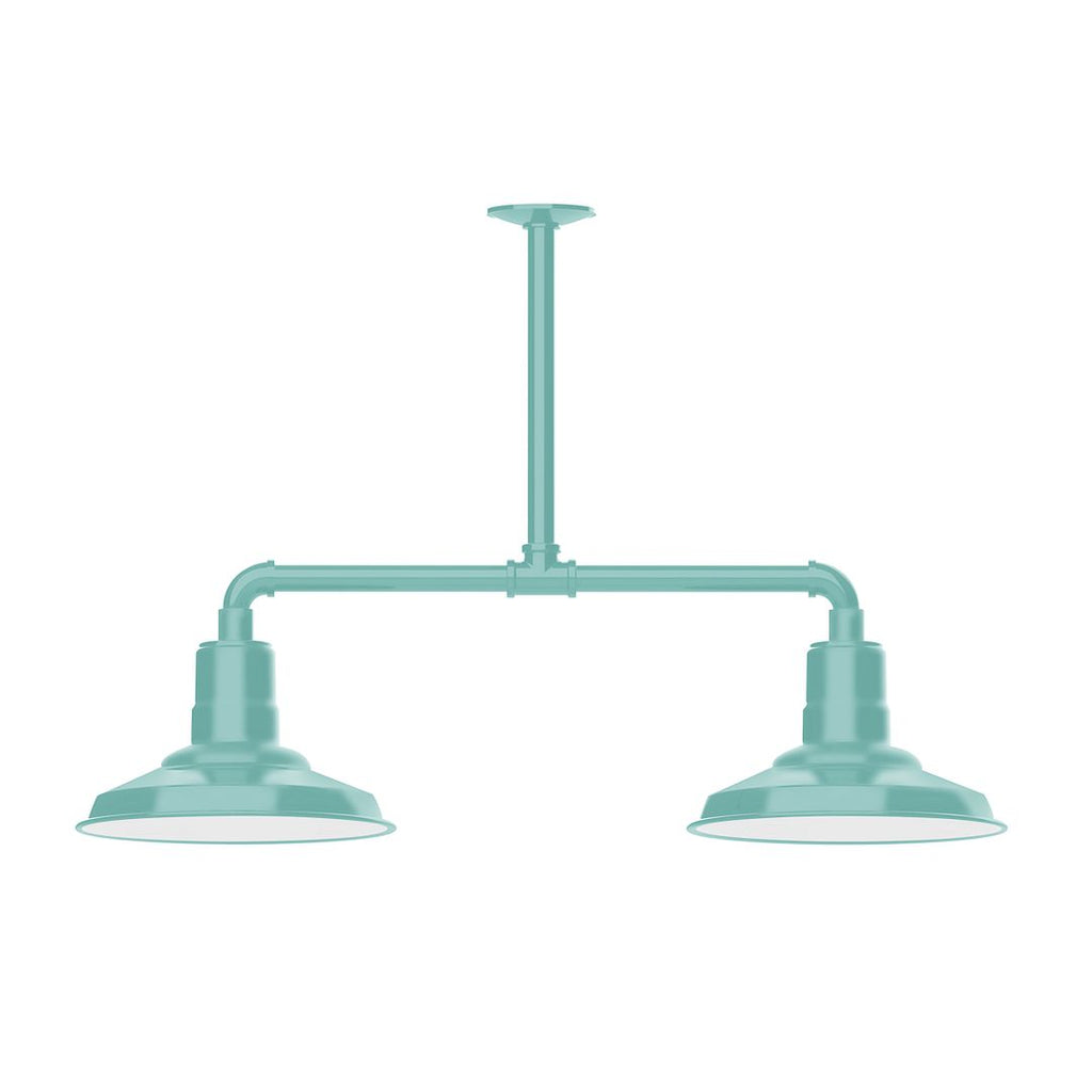 12" Warehouse Shade, 2-Light Stem Hung Pendant, Sea Green - MSD182-48-T48