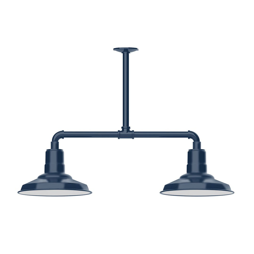 12" Warehouse Shade, 2-Light Stem Hung Pendant, Navy - MSD182-50-T24