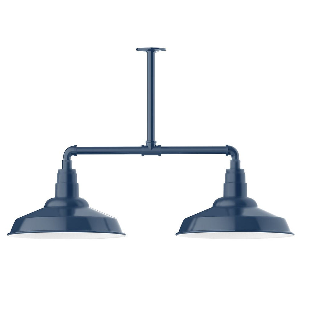 16" Warehouse Shade, 2-Light Stem Hung Pendant, Navy - MSD184-50-T48