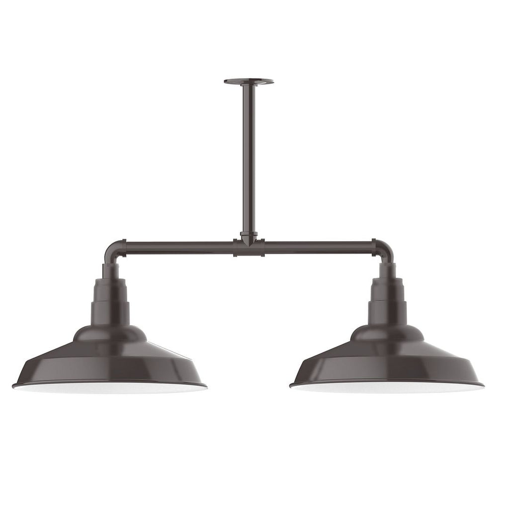 16" Warehouse Shade, 2-Light Stem Hung Pendant, Architectural Bronze - MSD184-51-T24