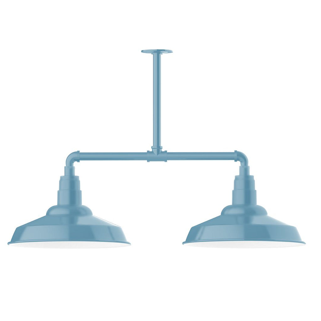 16" Warehouse Shade, 2-Light Stem Hung Pendant, Light Blue - MSD184-54-T36