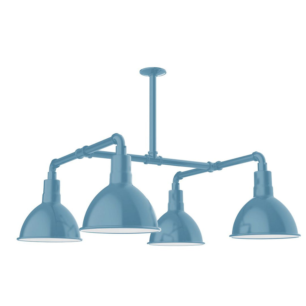 10" Deep Bowl Shade, 4-Light Stem Hung Pendant, Light Blue - MSP115-54-T48