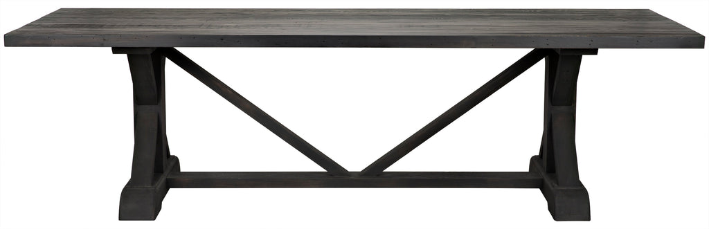 Reclaimed Lumber X-Dining Table - Black Wax, 10'