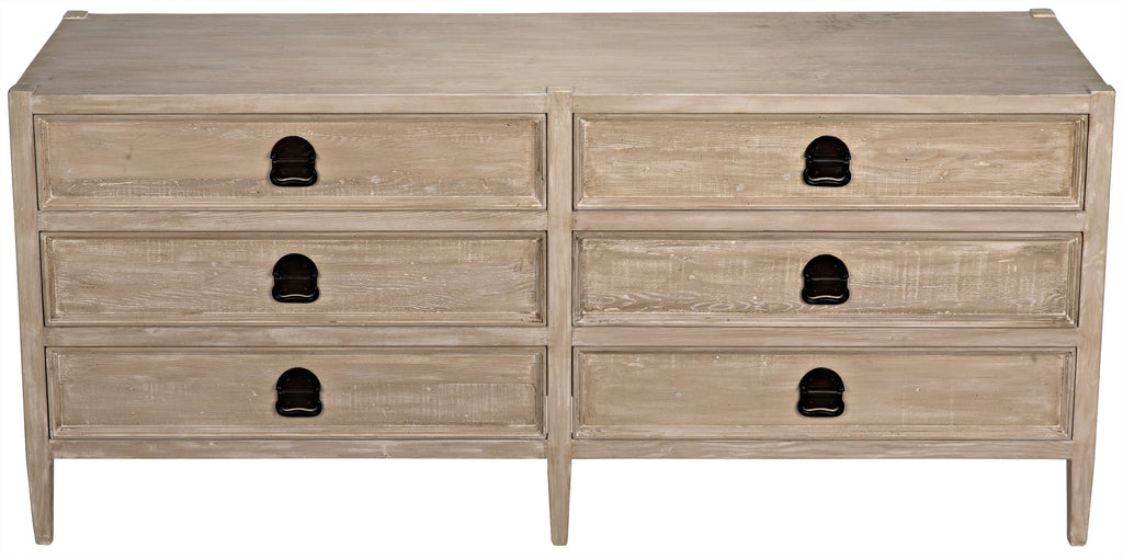 Reclaimed Lumber Lewis 6-Drawer - Grey Wash Wax