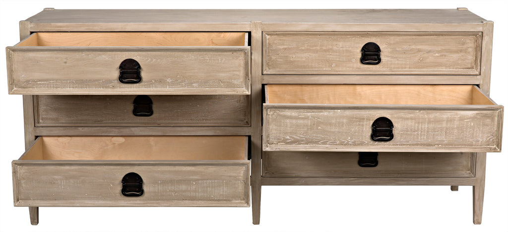 Reclaimed Lumber Lewis 6-Drawer - Grey Wash Wax