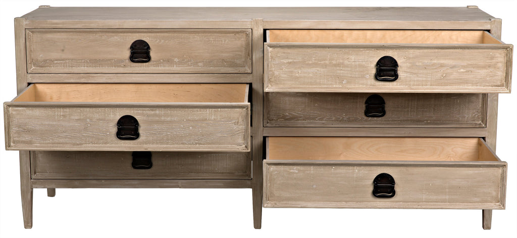 Reclaimed Lumber Lewis 6-Drawer - Grey Wash Wax