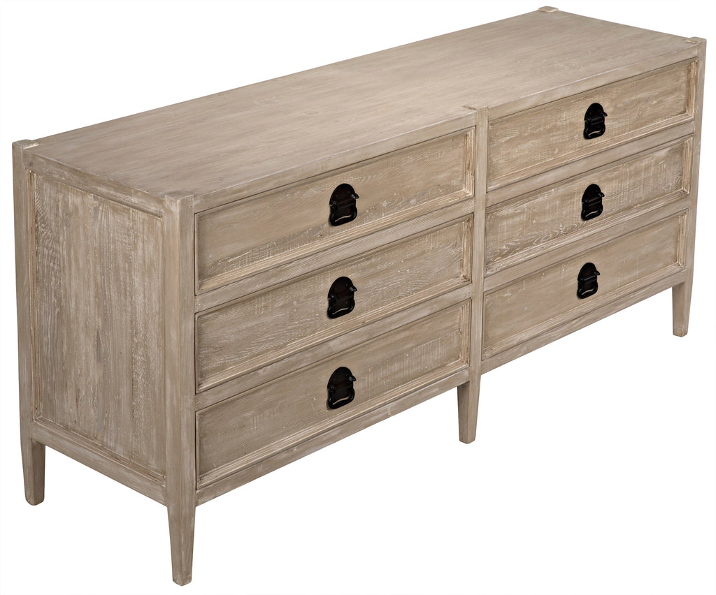 Reclaimed Lumber Lewis 6-Drawer - Grey Wash Wax