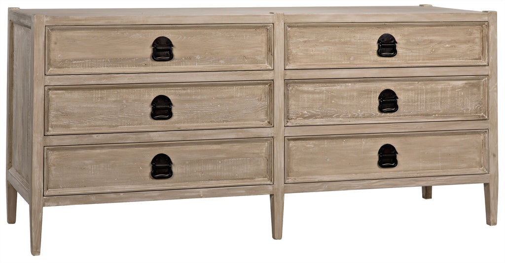 Reclaimed Lumber Lewis 6-Drawer - Grey Wash Wax