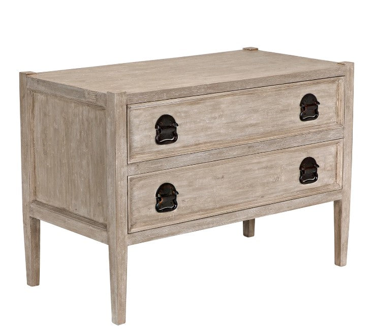 Reclaimed Lumber Lewis 2-Drawer Nightstand - Grey Wash Wax