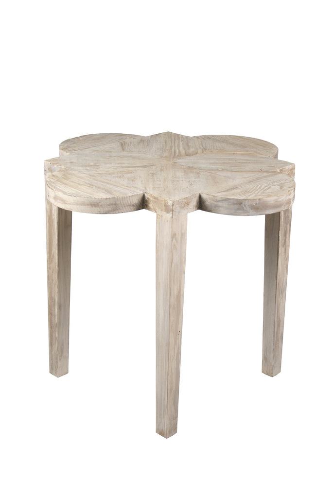 Reclaimed Lumber Quatre Feuille Side Table - Grey Wash Wax