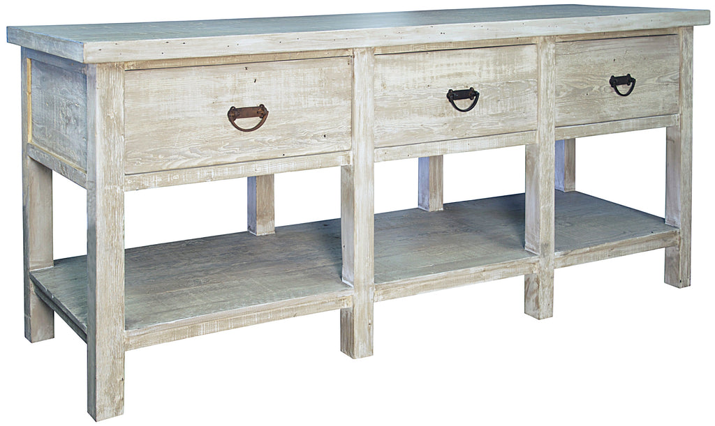 Martha Sideboard, 3 Drawer - Grey Wash Wax