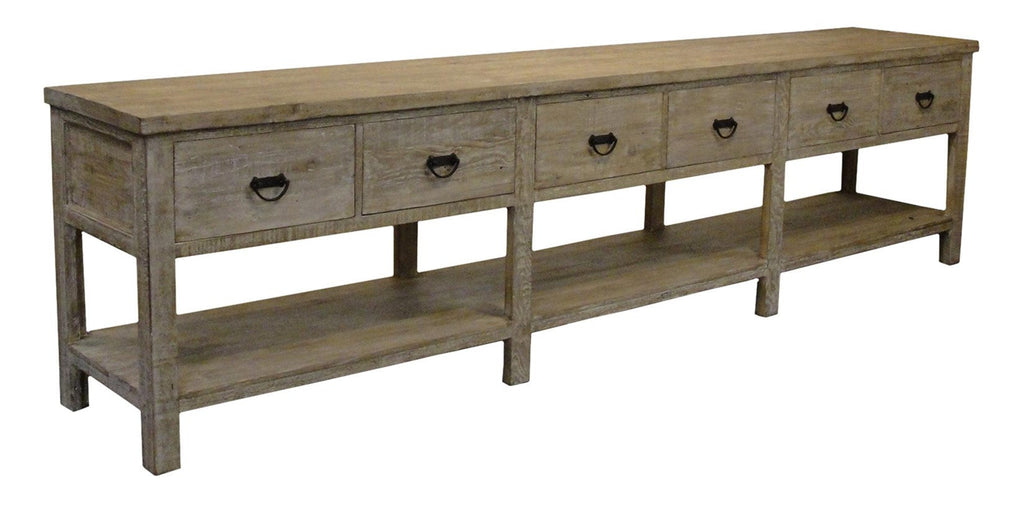 Martha Sideboard, 6 Drawer - Grey Wash Wax