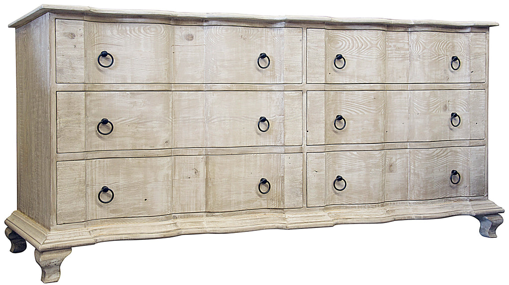 Reclaimed Lumber Lexington 6 Drawer Dresser - Grey Wash Wax