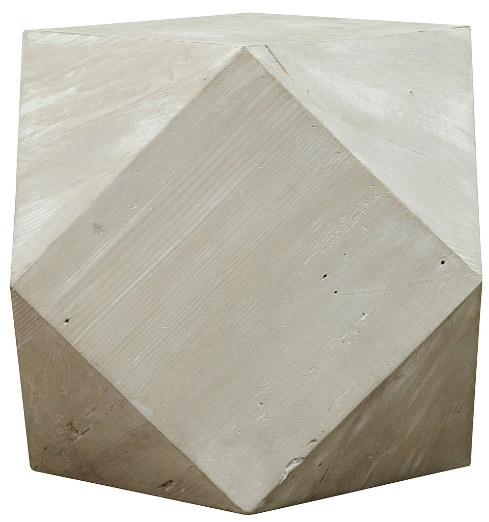 Reclaimed Lumber Icosahedron Side Table - Grey Wash Wax