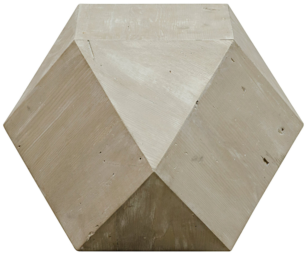 Reclaimed Lumber Icosahedron Side Table - Grey Wash Wax