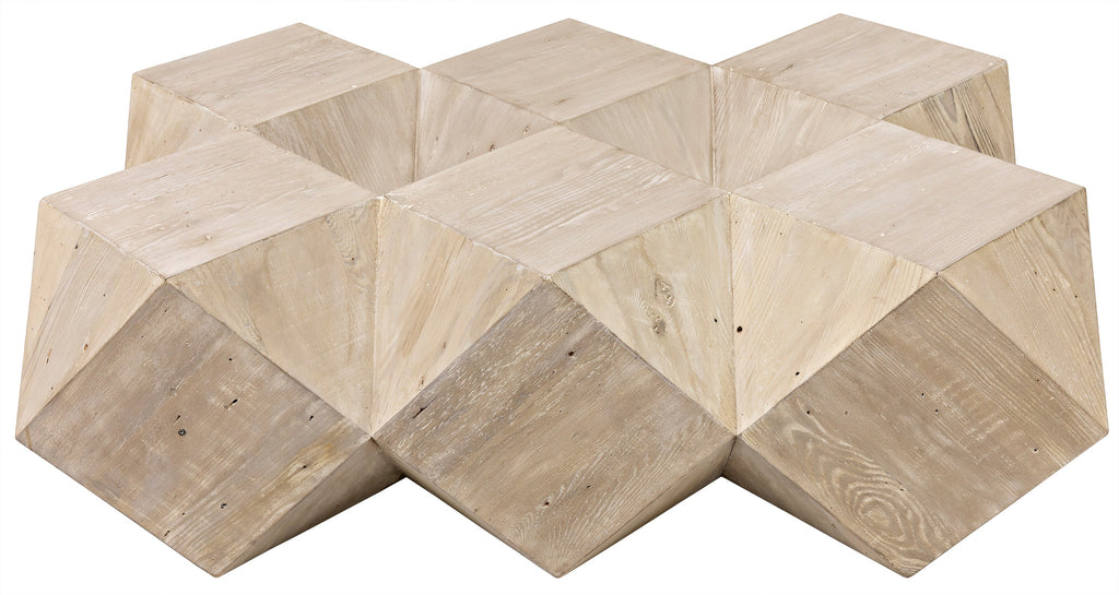 Icosahedron Coffee Table, Large - Grey Wash Wax