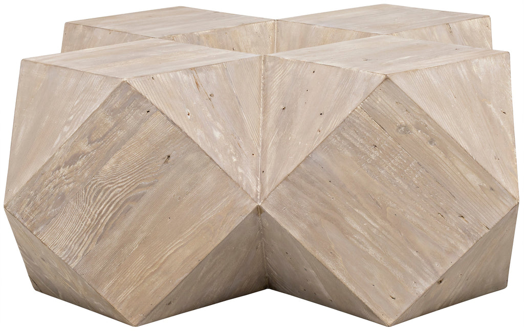 Icosahedron Coffee Table, Small - Grey Wash Wax