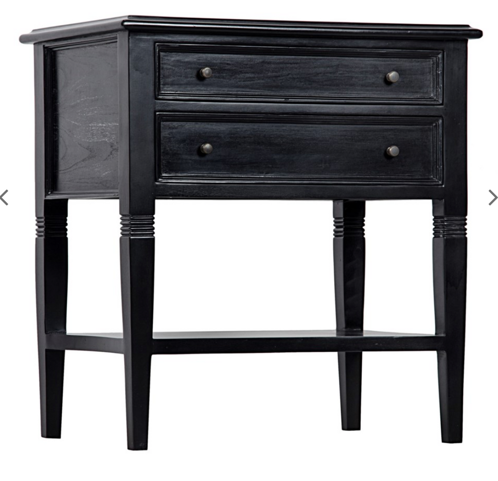 Oxford 2-Drawer Side Table, Hand Rubbed Black