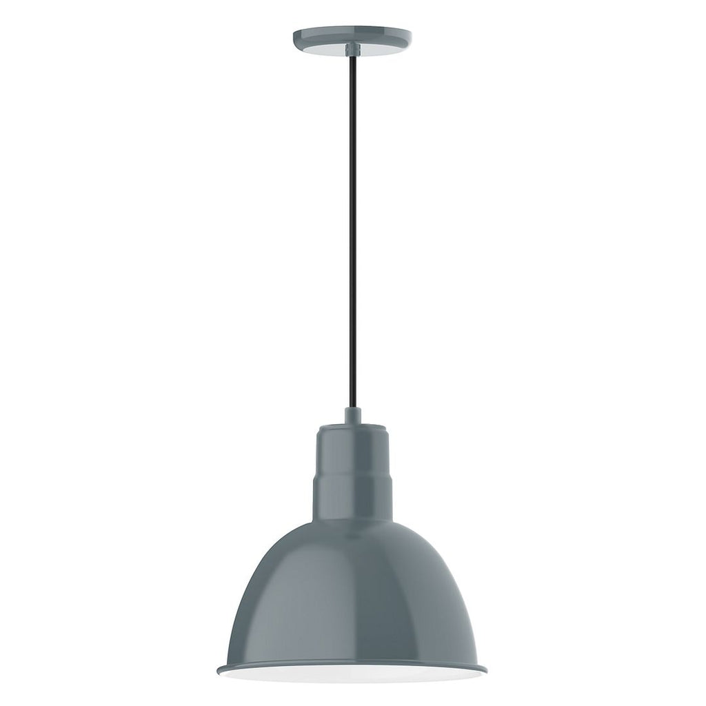 12" Deep Bowl Shade, Pendant With Black Cord And Canopy, Slate Gray - PEB116-40