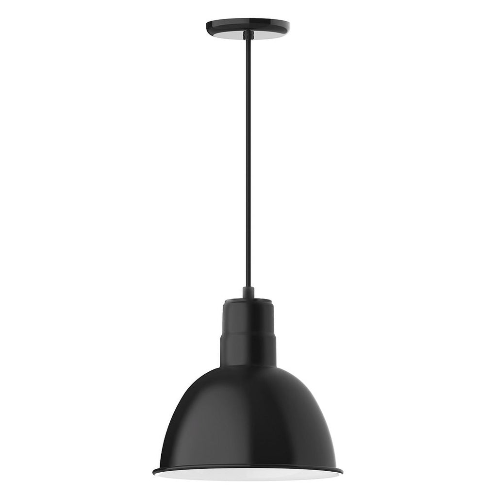 12" Deep Bowl Shade, Pendant With White Cord And Canopy, Black - PEB116-41-C21