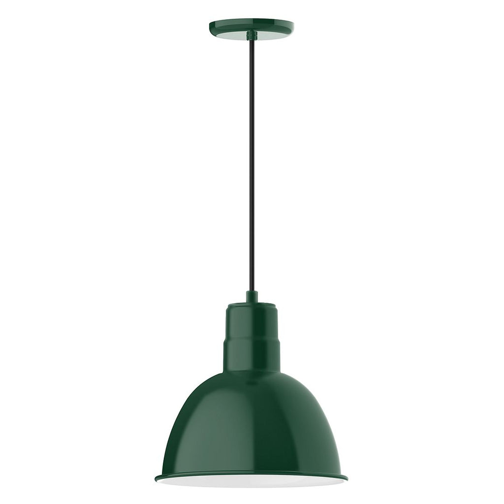 12" Deep Bowl Shade, Pendant With White Cord And Canopy, Forest Green - PEB116-42-C21