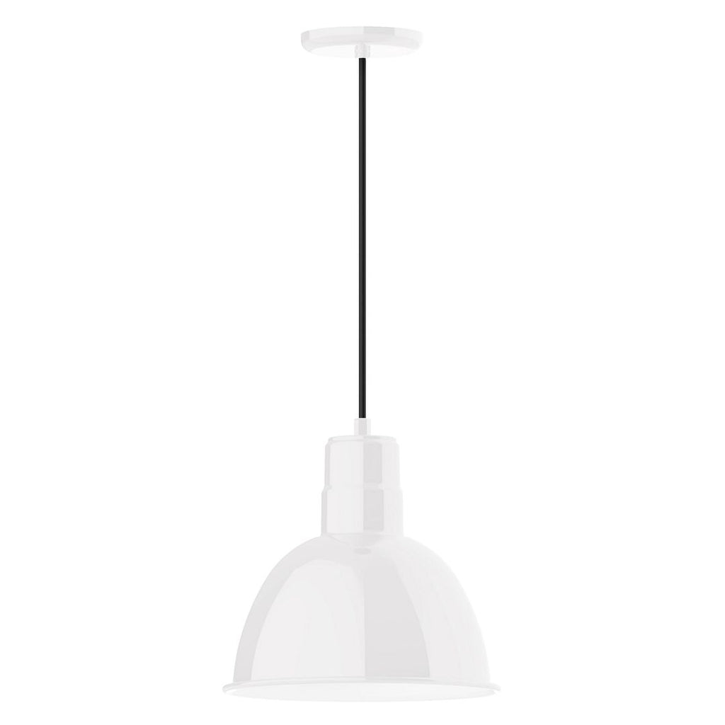 12" Deep Bowl Shade, Pendant With Black Cord And Canopy, White - PEB116-44