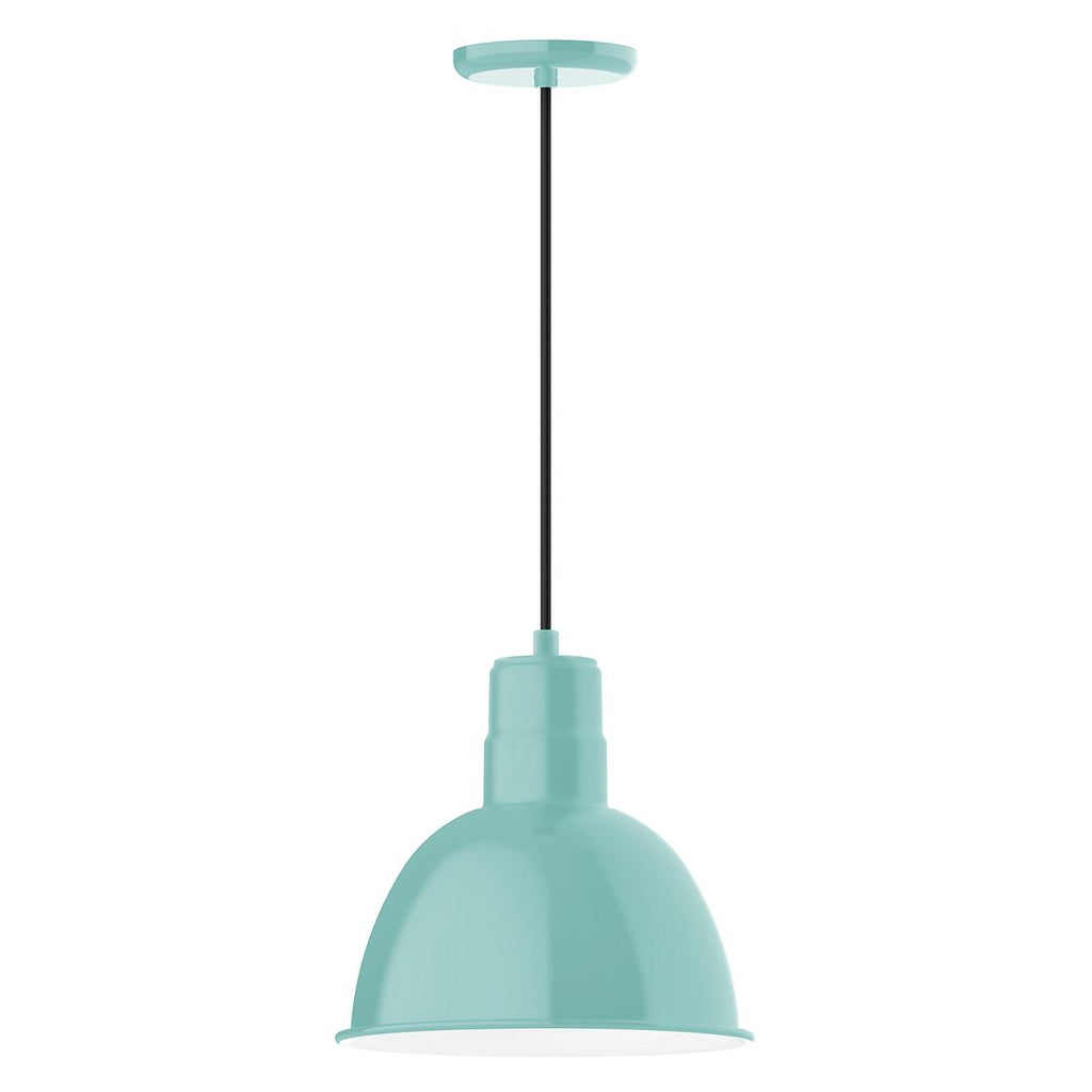 12" Deep Bowl Shade, Pendant With White Cord And Canopy, Sea Green - PEB116-48-C21