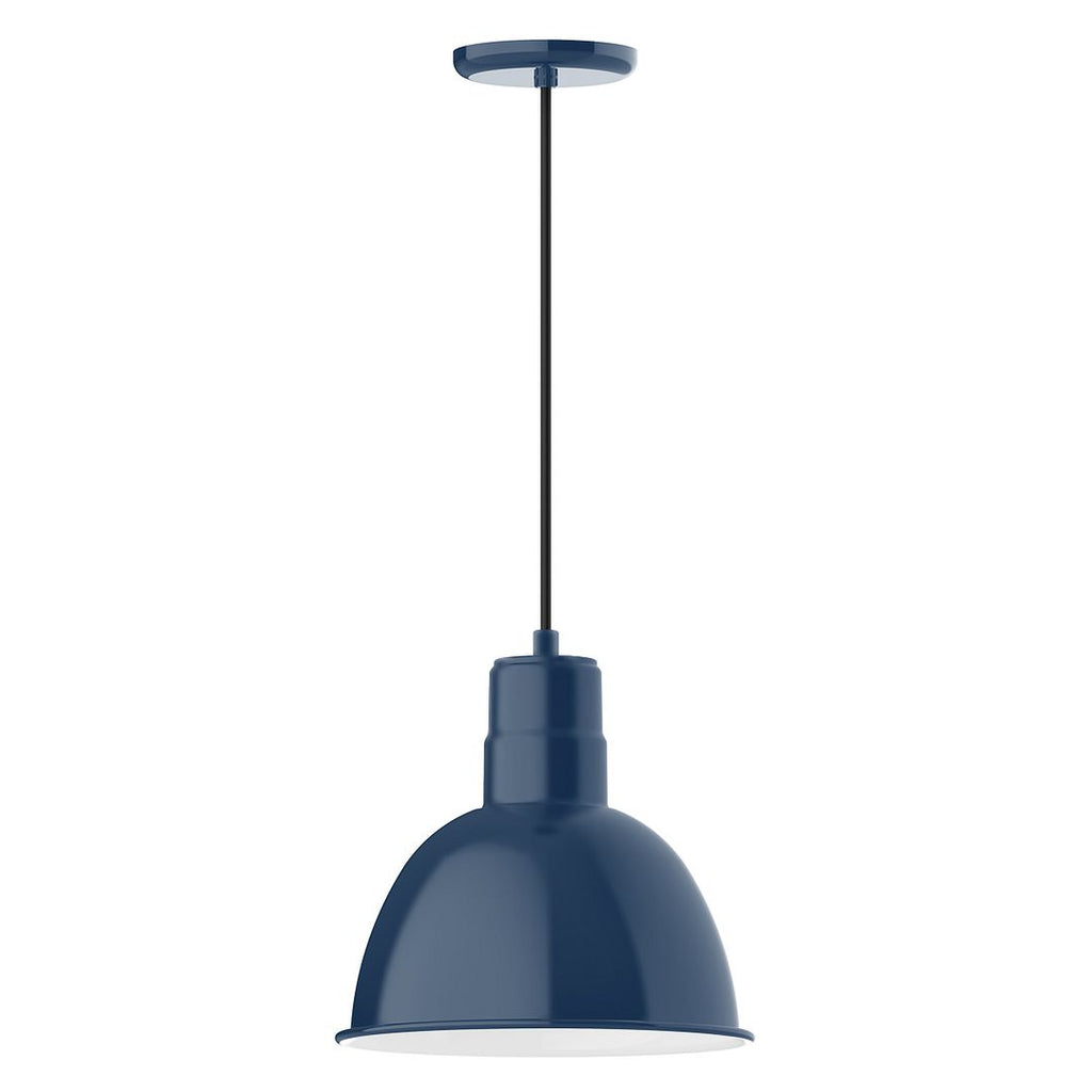 12" Deep Bowl Shade, Pendant With White Cord And Canopy, Navy - PEB116-50-C21