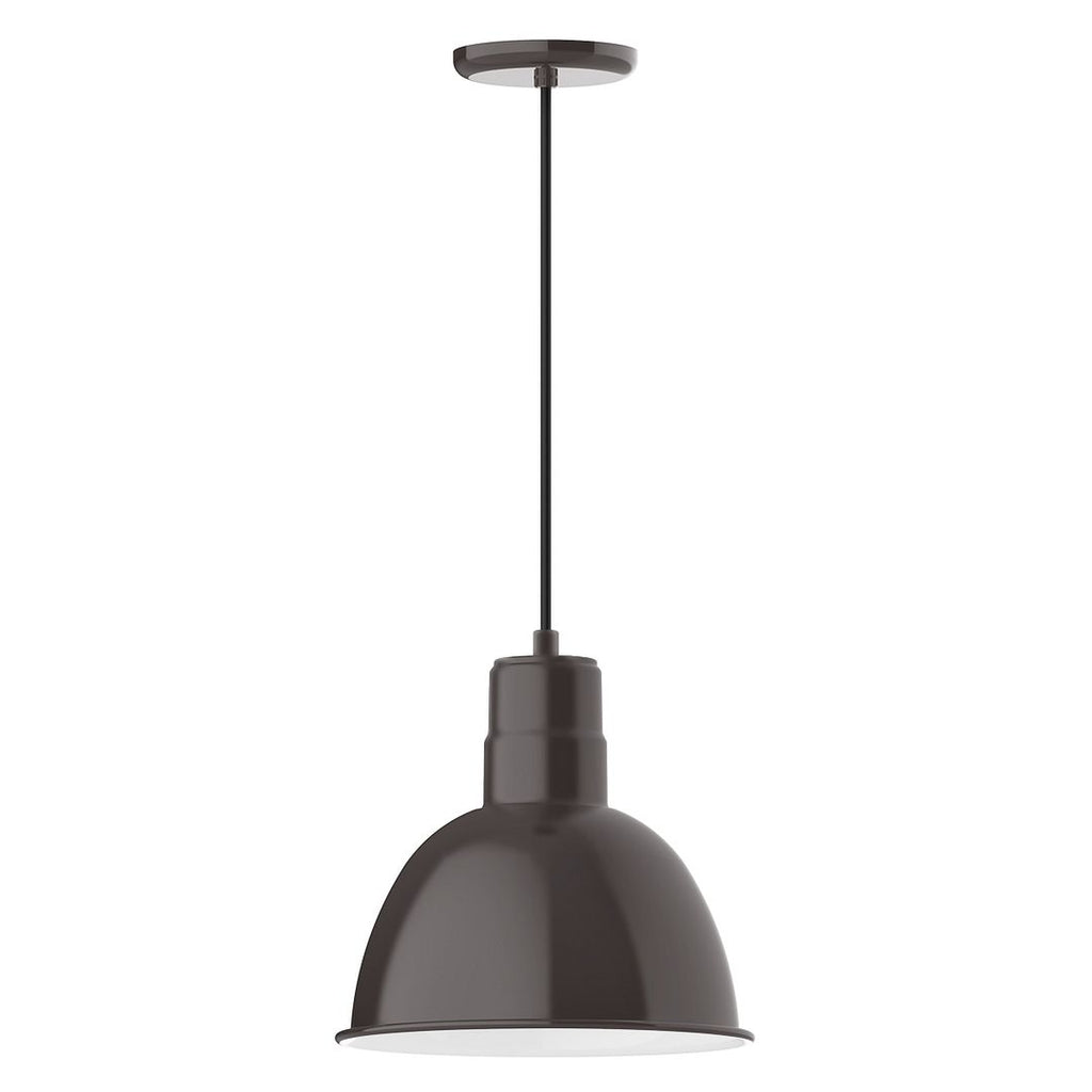 12" Deep Bowl Shade, Pendant With White Cord And Canopy, Architectural Bronze - PEB116-51-C21