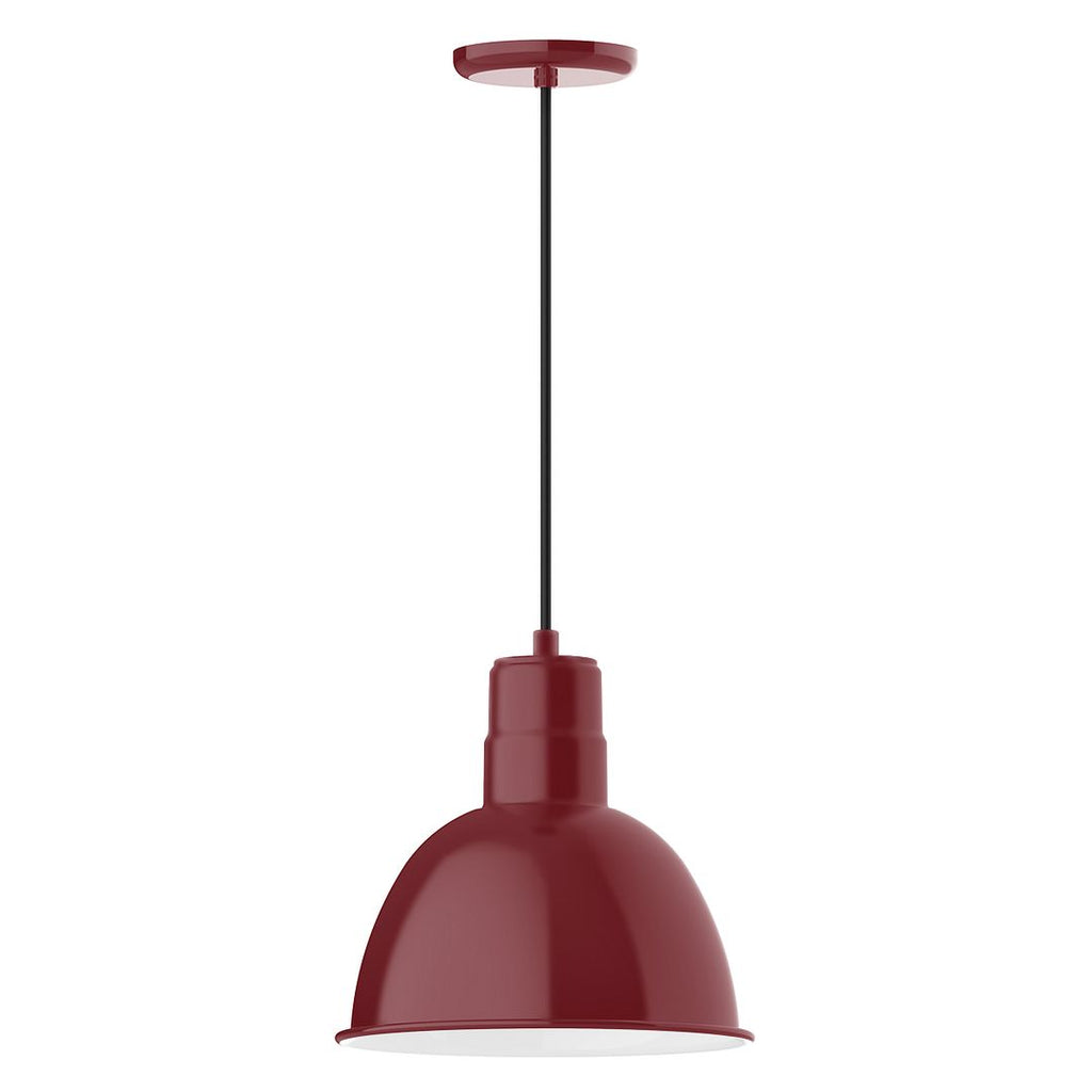 12" Deep Bowl Shade, Pendant With White Cord And Canopy, Barn Red - PEB116-55-C21